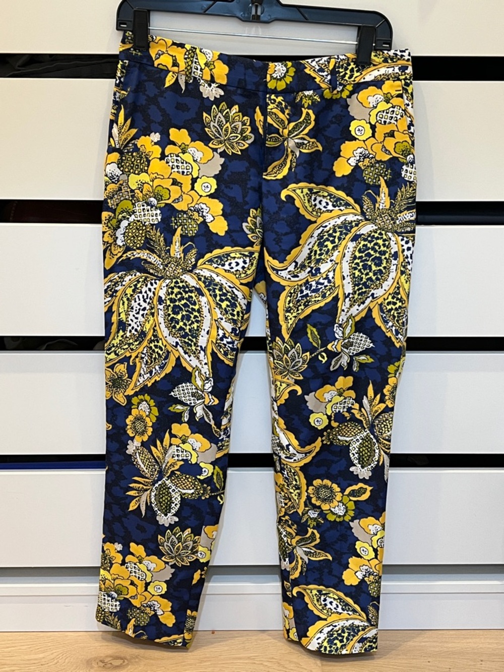 Banana Republic Navy and Yellow Floral Print Pants